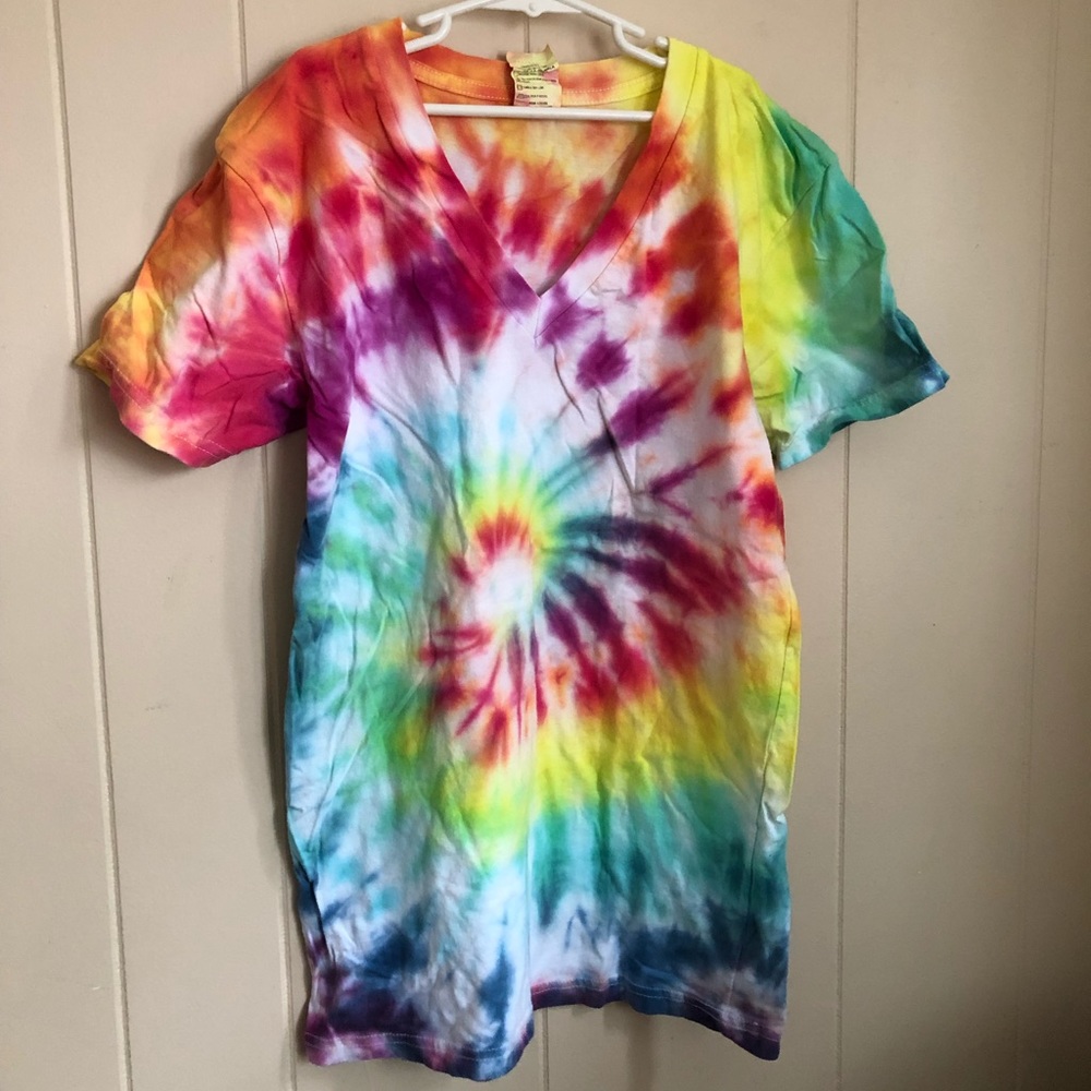 SPIRAL SWIRL TIE DYE T-SHIRT RAINBOW